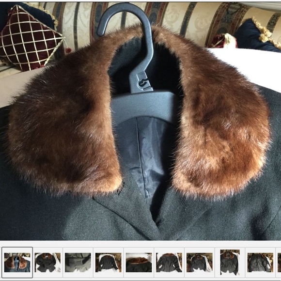 Vintage MINK FUR Collar PEPLUM JACKET S/M - Picture 4 of 15